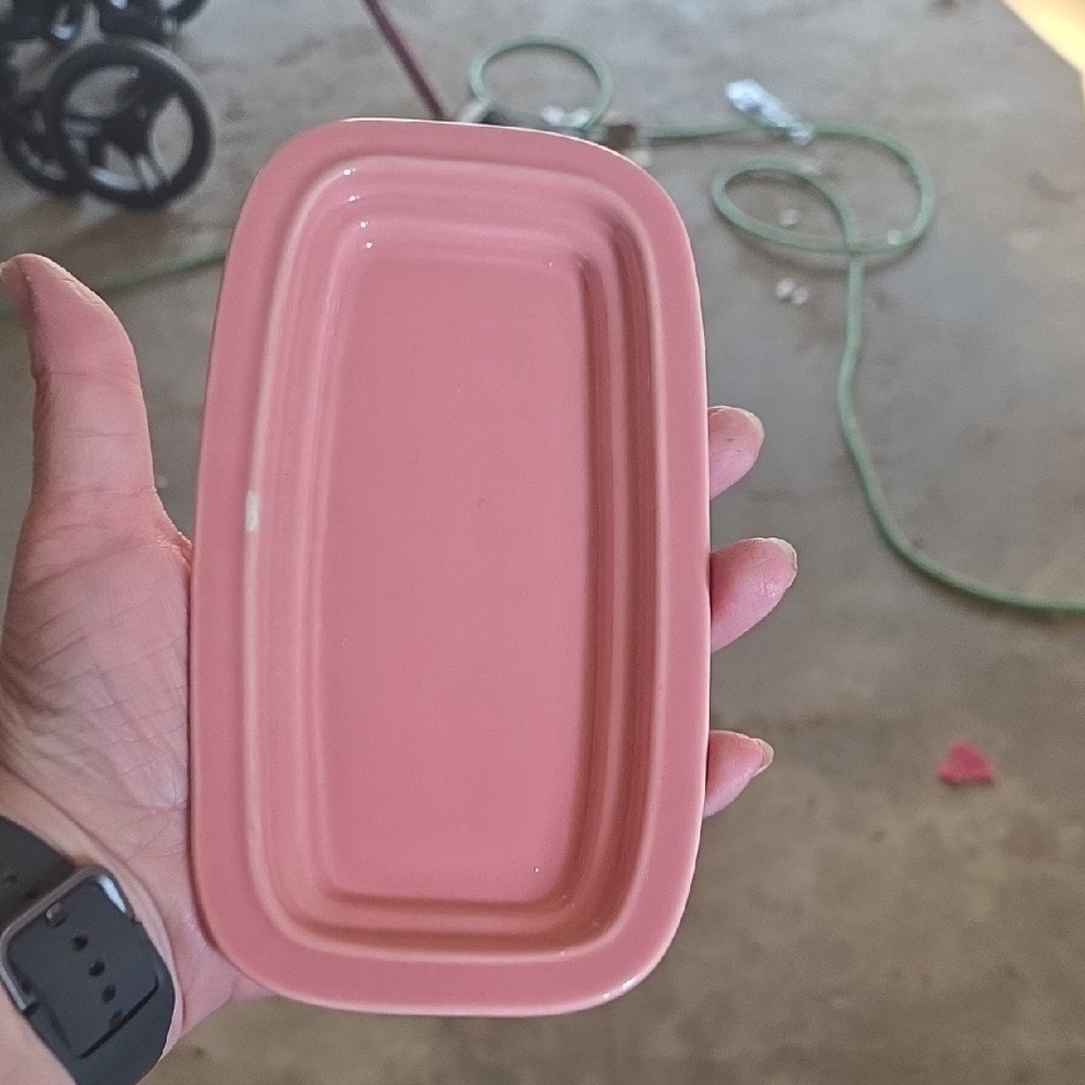Fiestaware Pink Ceramic Butter Dish with Lid - Picture 10 of 11